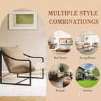 COZONY Fauteuil d'appoint moderne, fauteuil de lecture à cadre métallique, accoudoirs, coussin en mousse souple, capacité de 127 kg, fauteuil rembourré en toile pour salon, chambre à coucher, lounge