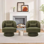 Fauteuil crapaud moderne, pivotant à 360°, avec dossier rayé incurvé et assise large et rembourrée, adapté aux salons, chambres à coucher.