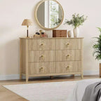 Acekool Commode cannelée à 6 tiroirs de 120 cm, Meuble de rangement moderne pour chambre à coucher, salon