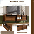 Meuble TV moderne pour téléviseurs jusqu'à 75 pouces, meuble de divertissement en bois de 180 cm avec rangement et porte coulissante, table console multimédia pour salon et chambre