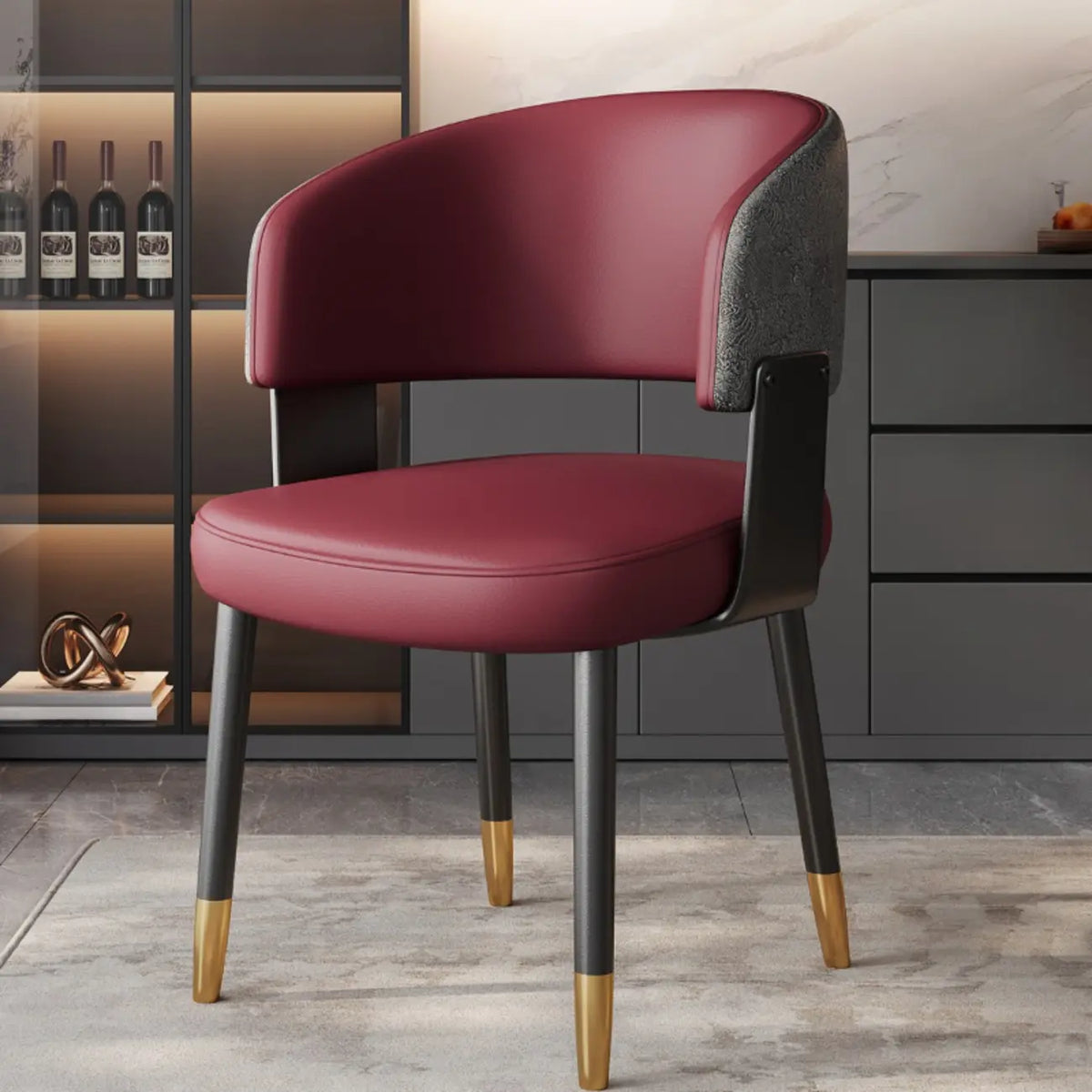 Chaise de salle à manger moderne glamour en cuir
