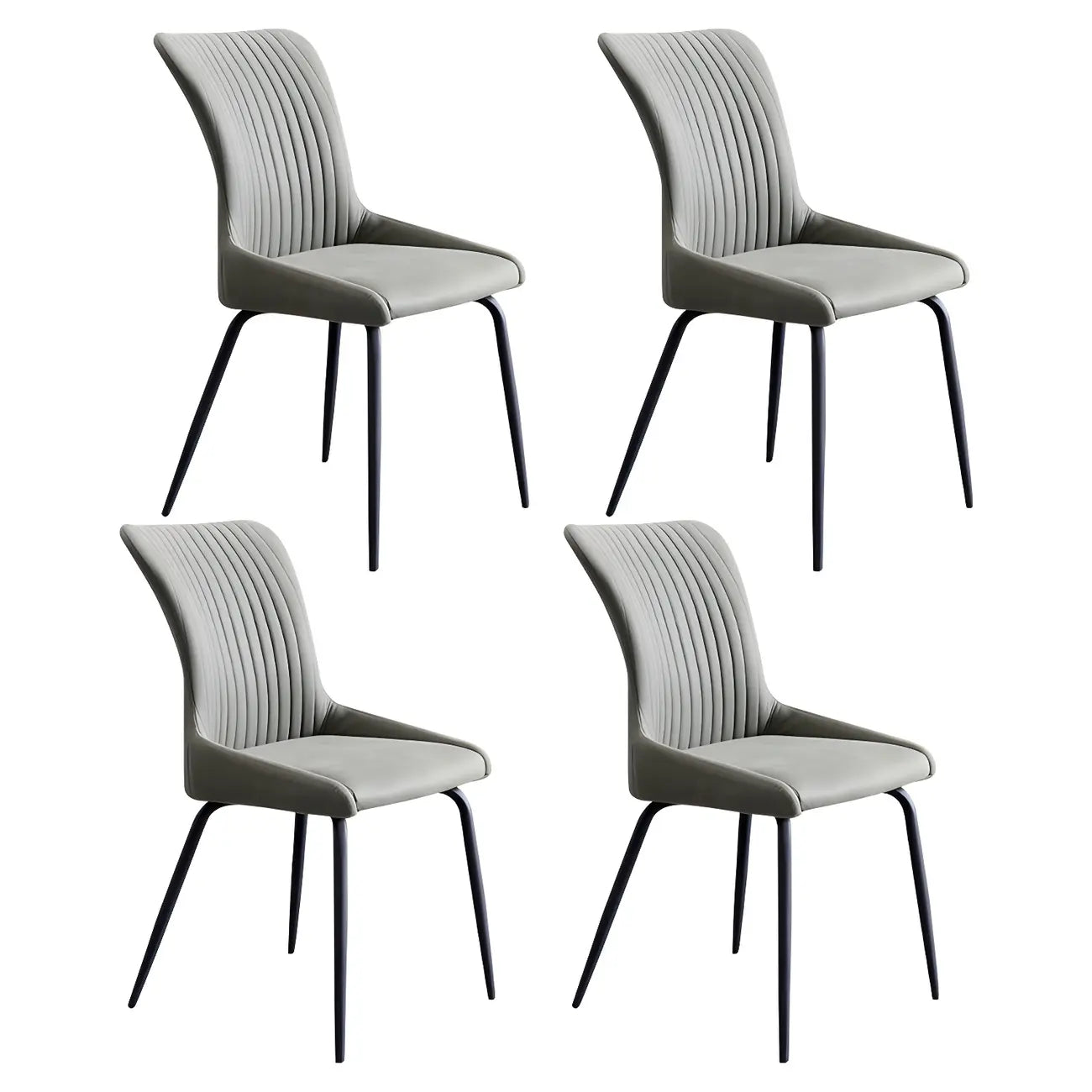 Chaises de salle à manger sans accoudoirs gris foncé industrielles