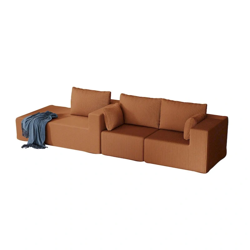 Canapé modulaire d'angle en velours côtelé 108.3 avec méridienne