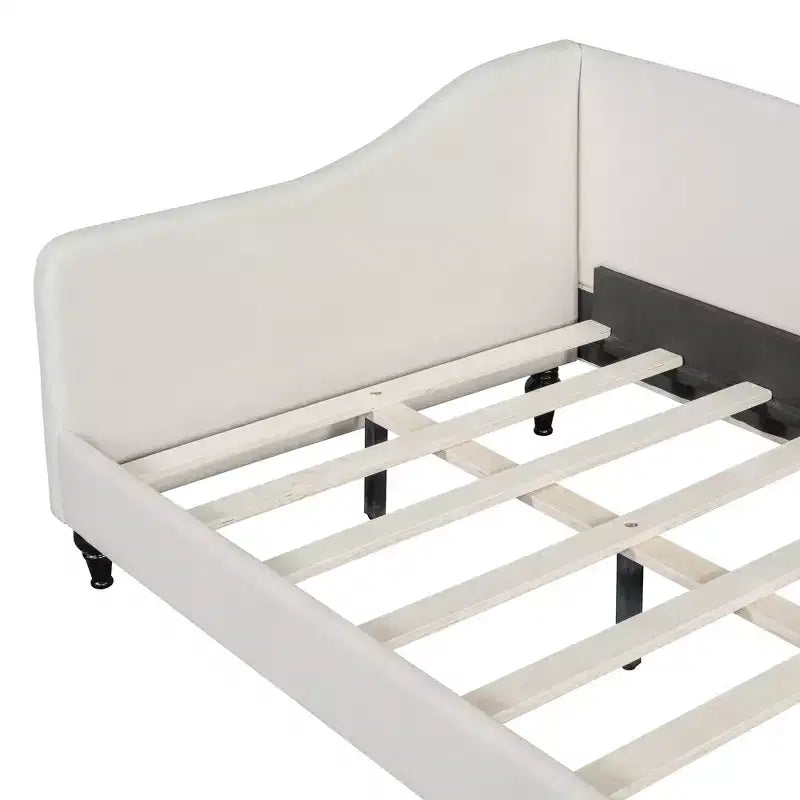 Lit de repos en lin Whisen avec pieds en bois massif et design élégant en L
