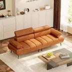 Canapé-lit futon Acekool 86'', convertible 3 places avec dossier et appuie-tête réglables, en similicuir, pour salon, canapé