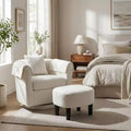 Fauteuil pivotant FurnitureR avec pouf, ensemble fauteuil de salon rembourré et repose-pieds, fauteuil moderne et confortable pour salon, chambre à coucher, coin lecture