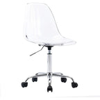 Chaise de bureau à roulettes sans accoudoirs, réglable en hauteur, en acrylique pivotant