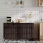 Commode moderne cannelée à 7 tiroirs, meuble de rangement de style Mid-century, organiseur de rangement en bois pour chambre à coucher, salon