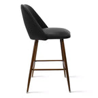 Lot de 2 tabourets de bar à hauteur de comptoir mi-siècle en similicuir, 26 chaises d'îlot de cuisine avec pieds en métal finition noyer - Panipeachy