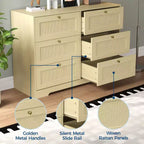 Commode 8 tiroirs CuisinSmart, armoire de rangement en rotin avec cadre en MDF, commode pour chambre à coucher, salon, entrée
