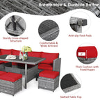 Ensemble de salle à manger Costway 7 pièces en rotin pour terrasse, canapé sectionnel et pouf - Voir détails