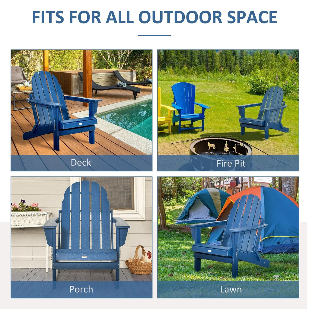 Chaise Outsunny Adirondack Pliante, Chaises de Plage Longues en Plastique HDPE Tout Temps pour Patio, Terrasse et Mobilier de Jardin