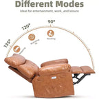 Fauteuil inclinable manuel surdimensionné Acekool, fauteuil de salon en similicuir avec accoudoirs rembourrés, siège large et poche latérale pour salon, chambre, marron