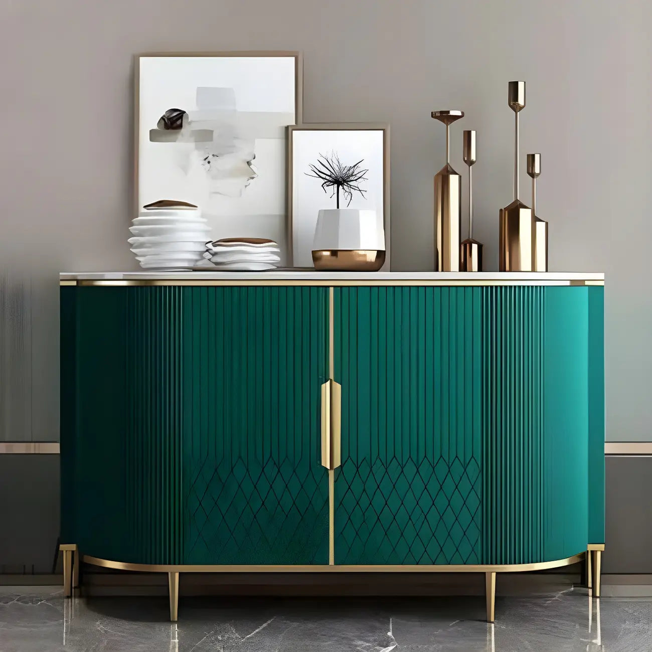 Buffet Glam Marble gris avec rangement