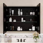 Armoire à pharmacie Elise avec miroir, armoire de salle de bain à montage en surface ou encastré, étagères réglables en verre trempé, réversible