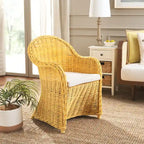SAFAVIEH Sinja Fauteuil club en rotin jaune - 24 x 26 x 35 - 24x26x35H