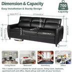 TYBOATLE 85 Canapé 3 Places en Simili Cuir avec Ports USB, Sofa Moderne du Milieu du Siècle pour Salon, Bureau ou Appartement, Noir