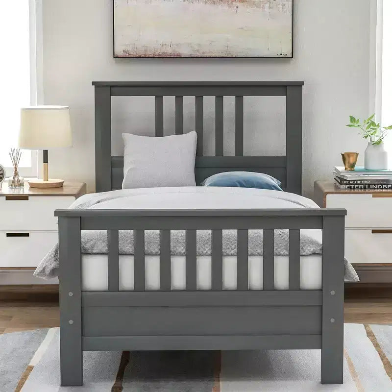 Lit plateforme une place Whisen Wood avec tête et pied de lit