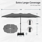 MAISON ARTS Grand Parasol Double Face de 4,5 m avec Base Incluse pour Patio