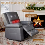 Fauteuil inclinable électrique - Chaleur et massage, fauteuil inclinable électrique robuste en cuir PU pour personnes âgées et à mobilité réduite, dossier et jambes réglables
