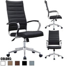 Chaise de bureau moderne haute avec dossier haut, en similicuir PU, pivotante, inclinable, réglable, avec coussin, modèle de designer, pour dirigeant