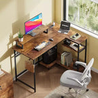 Bureau de jeu GALAXHERO 43 pouces en L, petit bureau d'angle pour ordinateur avec prises de courant, lumières LED et support d'écran, bureau pour chambre