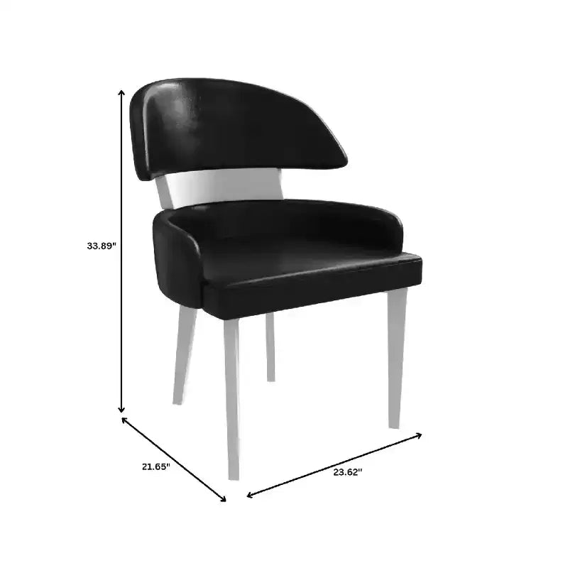 LeisureMod Ethos Chaises de Salle à Manger Modernes (Lot de 2) Sièges en Cuir avec Dossier Courbé et Pieds en Fer Noir, Places Assises pour Cuisine, Salle à Manger, Café