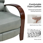 Fauteuil inclinable manuel Alex Mid-century Modern Cigar en cuir véritable avec accoudoirs incurvés en bois