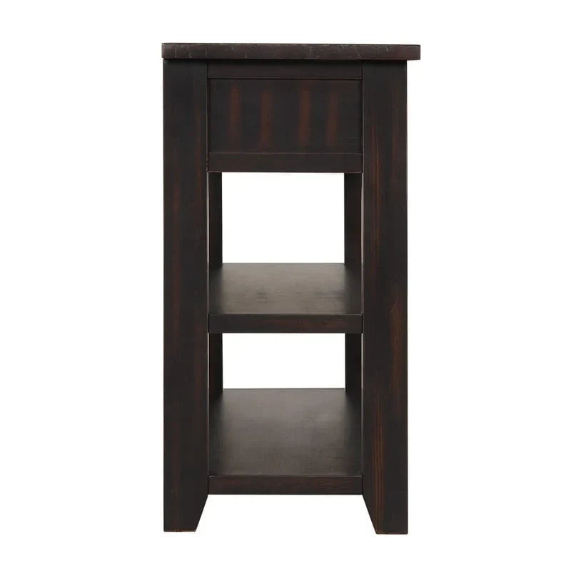 Console en bois avec 3 tiroirs de rangement et 2 étagères