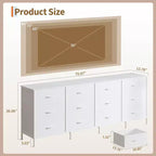 Commode avec 12 tiroirs en tissu et station de charge | Meuble TV extra large pour téléviseurs de 65 à 80 pouces, meuble de rangement pour salon, chambre