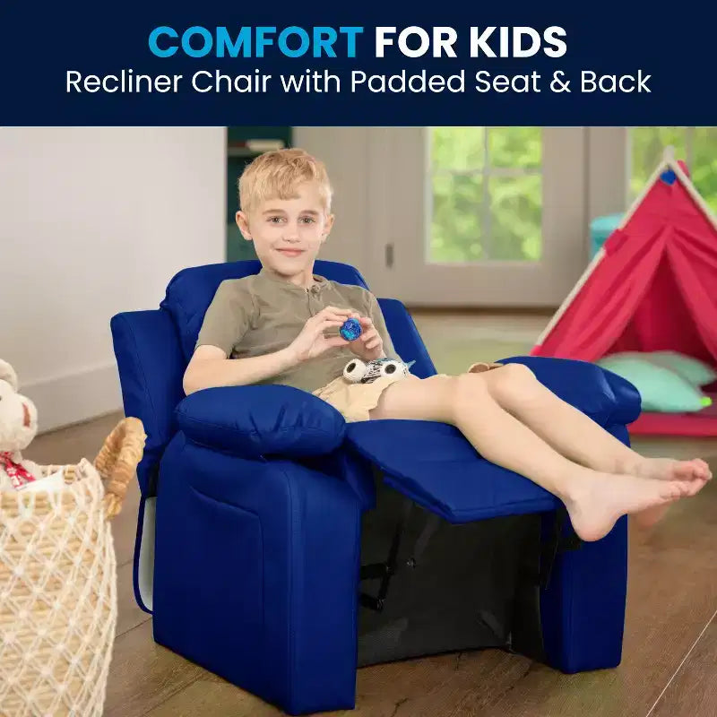 Fauteuil inclinable contemporain Flash Furniture de luxe rembourré pour enfants avec accoudoirs de rangement