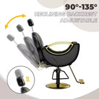 Fauteuil de barbier pivotant à 360°, Fauteuil de coiffeur avec pompe hydraulique robuste, appui-tête réglable et dossier inclinable, Fauteuil de salon inclinable