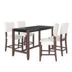 Ensemble de salle à manger 5 pièces à hauteur de comptoir, table de bar en faux marbre et 4 chaises rembourrées