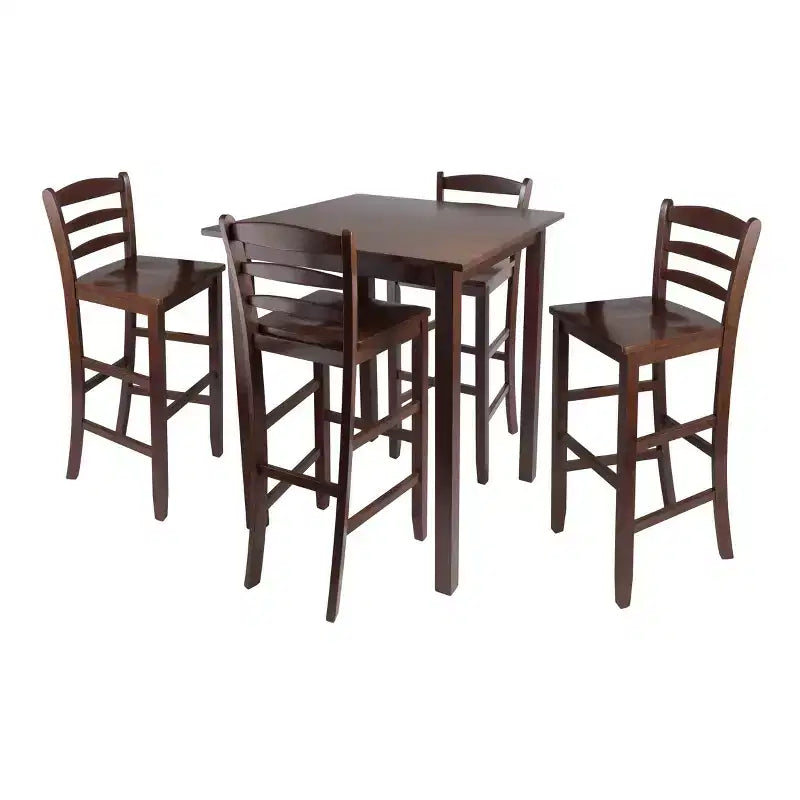 Ensemble de salle à manger Parkland 5 pièces hauteur comptoir avec tabourets de bar à dossier échelle Bois/Noyer - Winsome