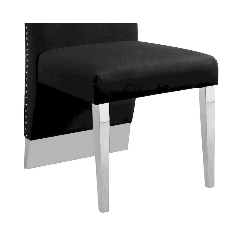 Chaise de salle à manger « Best Quality Furniture » avec dossier plissé, clous décoratifs et pieds chromés (lot de 2)