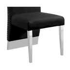 Chaise de salle à manger « Best Quality Furniture » avec dossier plissé, clous décoratifs et pieds chromés (lot de 2)