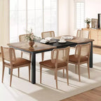Table de salle à manger industrielle pour 6 à 8 personnes, table de cuisine en bois de 200 cm de long avec cadre en métal robuste et finition marron rustique - 6 places, comptoir rectangulaire