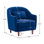 28,34 W Lot de 2 fauteuils d'appoint, fauteuil barillet en velours avec pieds en bois massif