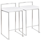 Tabouret de comptoir Silver Orchid Forrest en acier inoxydable empilable et entièrement soudé (lot de 2)