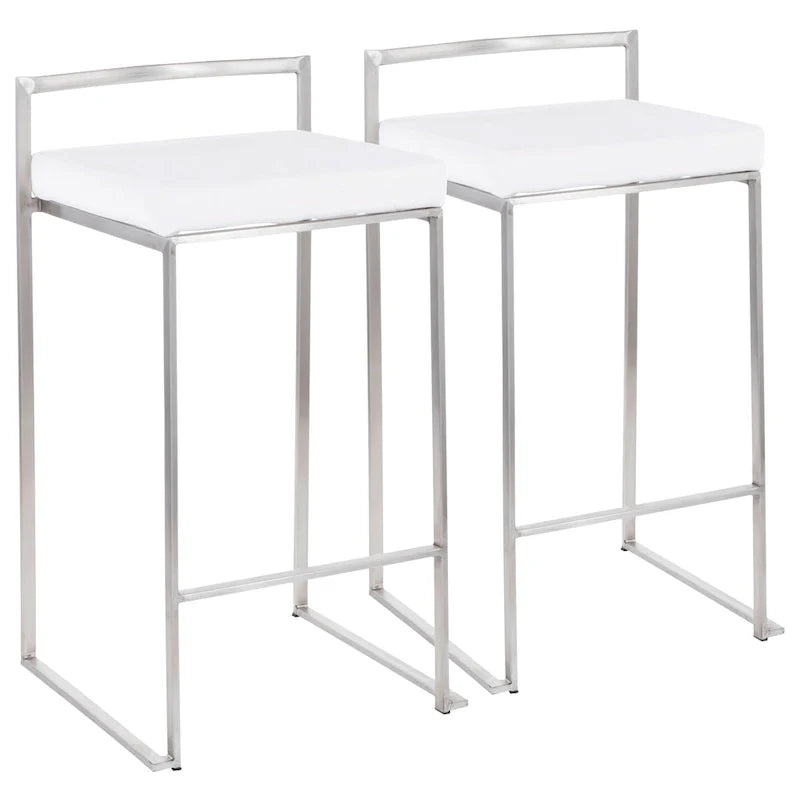 Tabouret de comptoir Silver Orchid Forrest en acier inoxydable empilable et entièrement soudé (lot de 2)