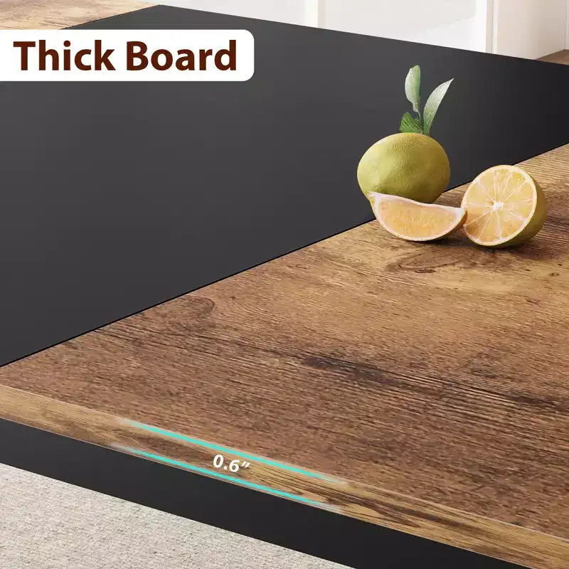 Table de salle à manger industrielle pour 6 à 8 personnes, table de cuisine en bois de 200 cm de long avec cadre en métal robuste et finition marron rustique - 6 places, comptoir rectangulaire