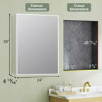Armoire à pharmacie Elise avec miroir, armoire de salle de bain à montage en surface ou encastré, étagères réglables en verre trempé, réversible