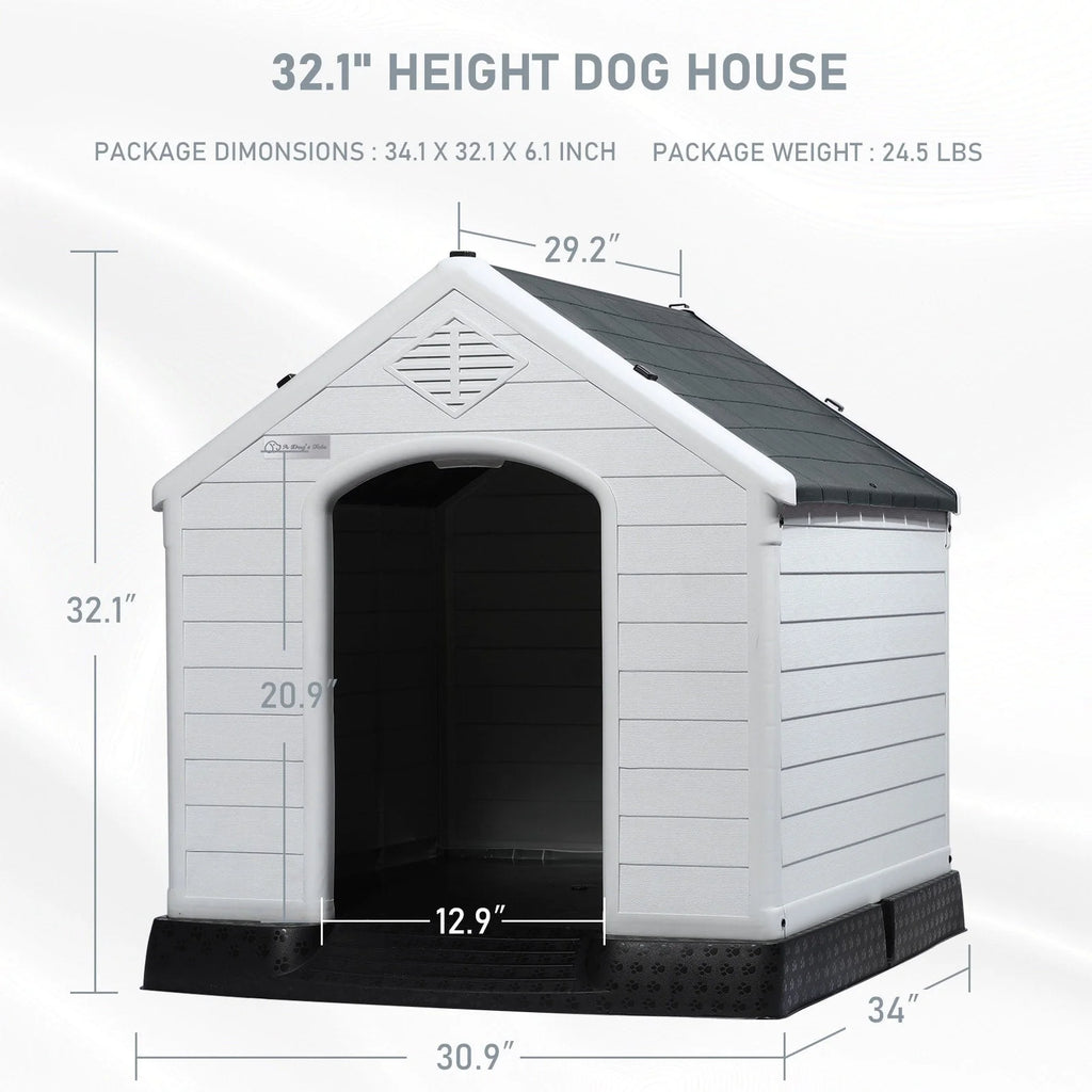 Niche pour chien en plastique BOSSIN, pour chiens de petite à grande taille, abri isolé intérieur/extérieur avec plancher surélevé