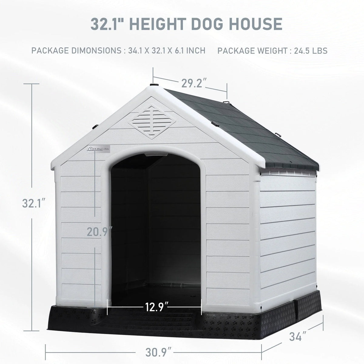Niche pour chien en plastique BOSSIN, pour chiens de petite à grande taille, abri isolé intérieur/extérieur avec plancher surélevé