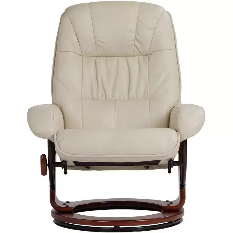 Fauteuil Inclinable BenchMaster Kyle en Faux Cuir Taupe Fauteuil Moderne avec Repose-pieds Ottomane Inclinable Manuellement Ergonomique et Pivotant pour Chambre Salon Lecture
