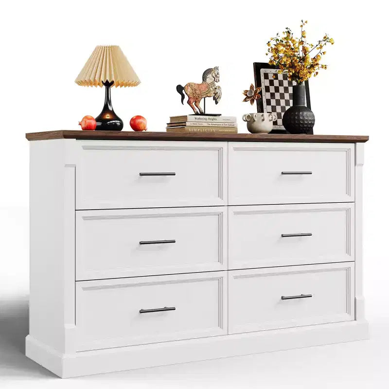 Commode de ferme à 6 tiroirs, commode en bois, armoire de rangement double moderne, pour chambre à coucher, salon
