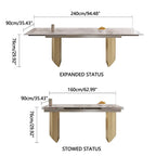 Ensemble de salle à manger moderne minimaliste 9 pièces avec plateau en pierre frittée extensible et double piédestal de 240 cm