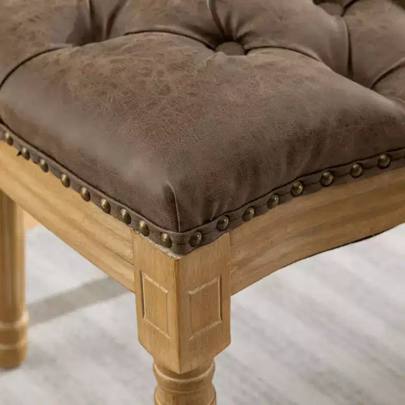CLIHOME Lot de 2 Chaises d'appoint de style français à cadre en bois massif et peinture antique, Chaises de salle à manger en cuir artificiel PU