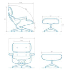 Fauteuil inclinable et ottoman Furgle en cuir véritable et bois de noyer
