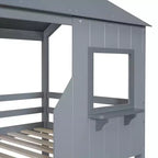 Lit superposé Luxystar de style cabane avec toit et fenêtre